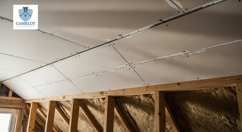 Finish with Plasterboard to insluate a pitched roof